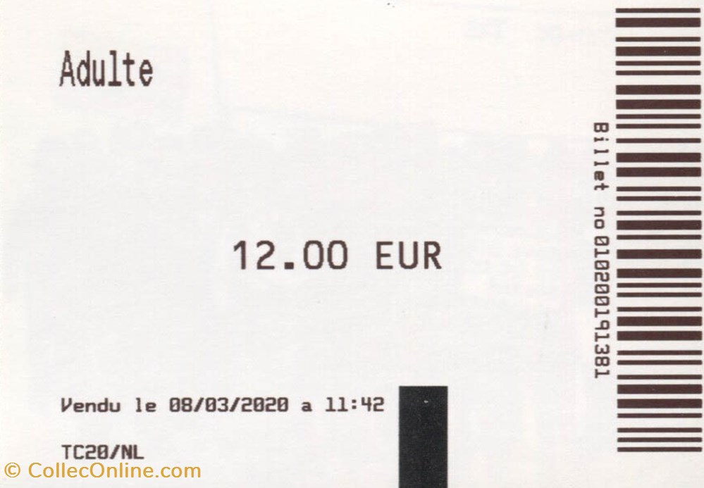 vieux papier d entree musee herge 2020 ticket