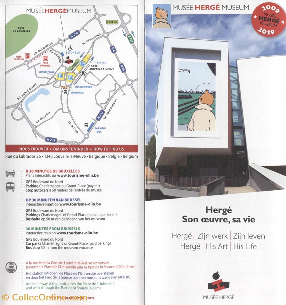 vieux papier ticket d entree musee herge brochure fr nl en