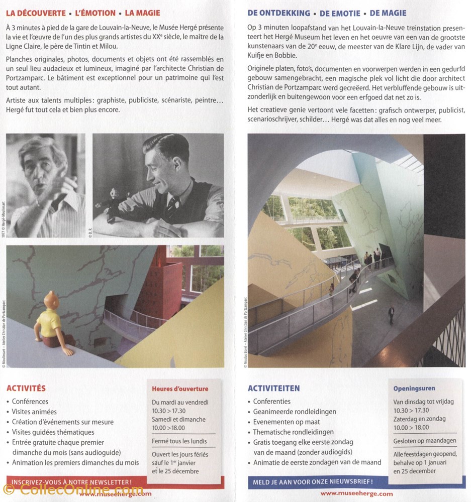 vieux papier ticket d entree musee herge brochure fr nl en