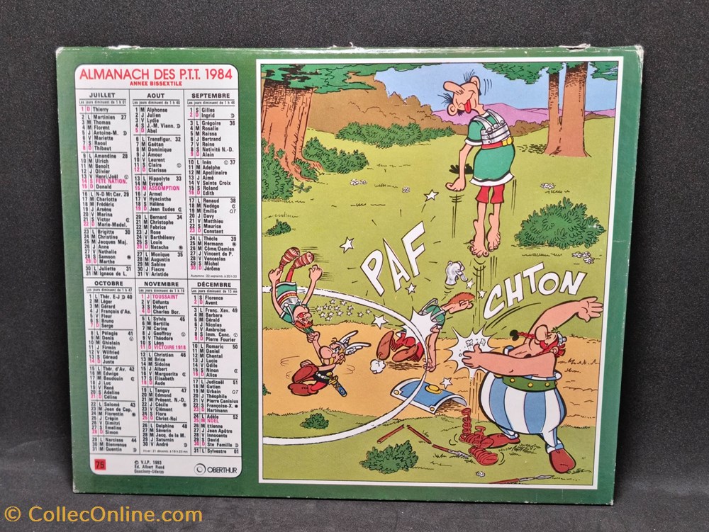 divers calendrier ptt 1984