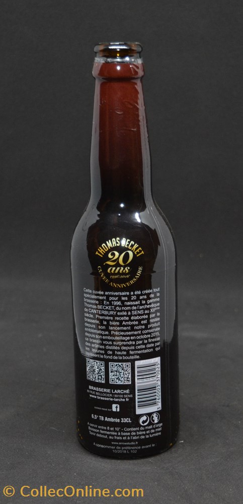 Thomas Becket - 20 ans - Rousse - FR - 6,5% - 33cl art de la table argenterie bistrot alimentation bouteille thomas becket 20 ans rousse fr 6 5 33cl