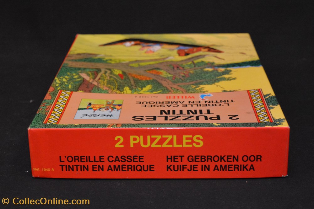 jeux jouet puzzle willeb 1978 2x120 pieces oreille cassee tintin en amerique