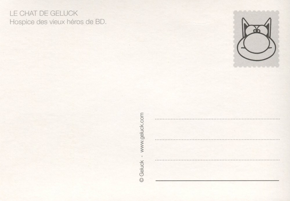 cartes postales carte 10x15 geluck hospice des vieux heros de bd