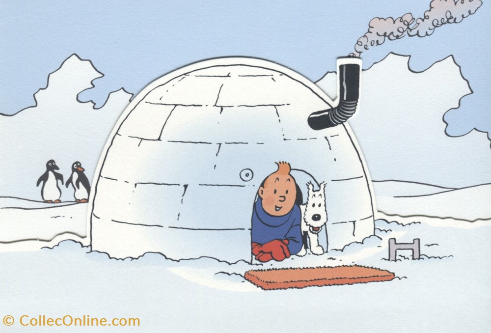 timbre france pap carte neuf 2000 tintin igloo
