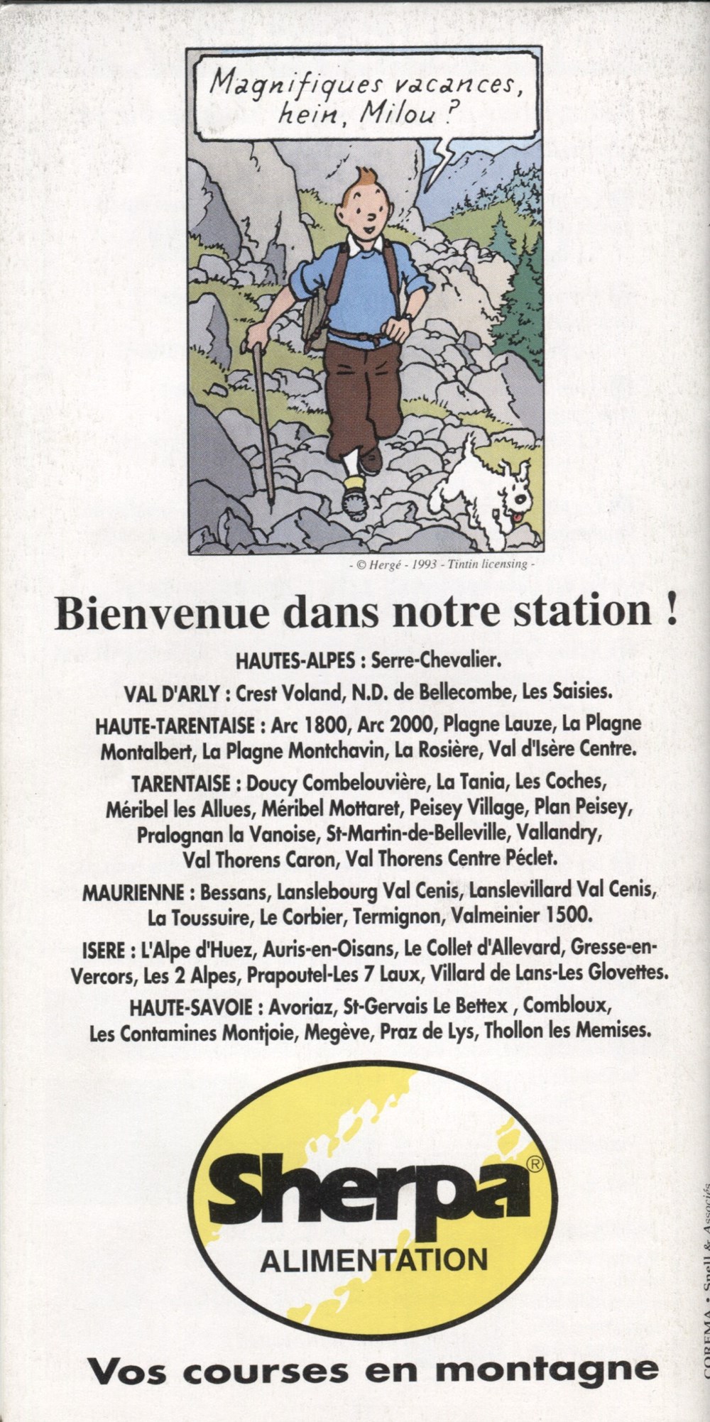 documents anciens tickets entree guide sherpa 1994