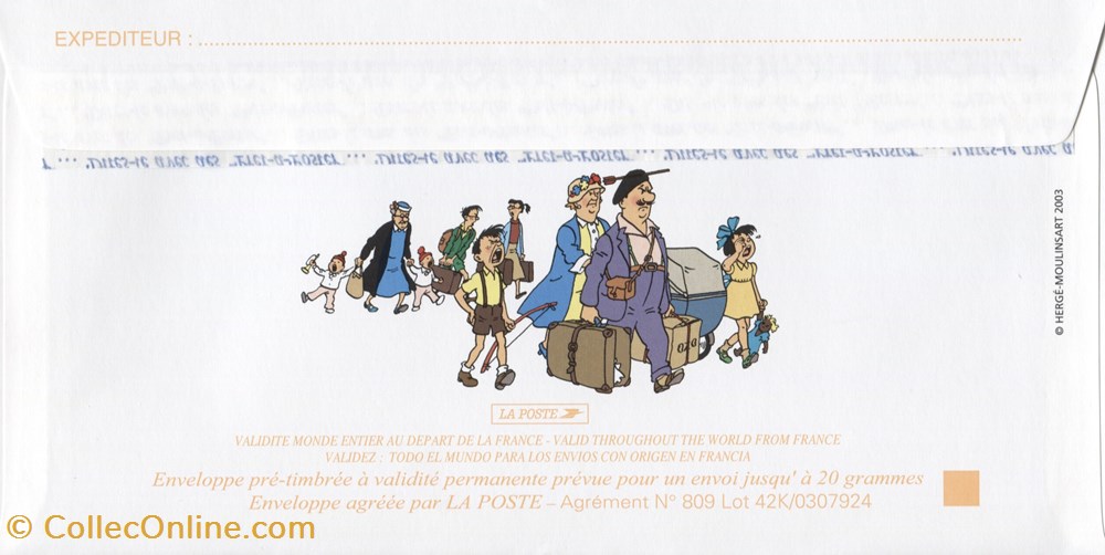 timbre france pap carte neuf 2000 moulinsart