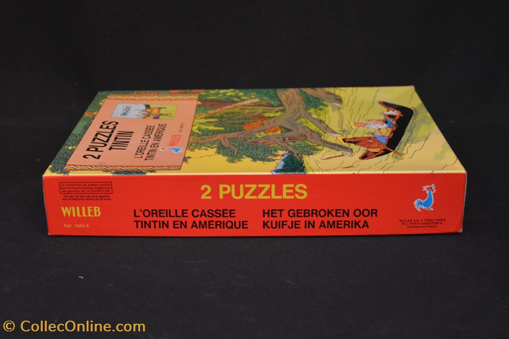 jeux jouet puzzle willeb 1978 2x120 pieces oreille cassee tintin en amerique