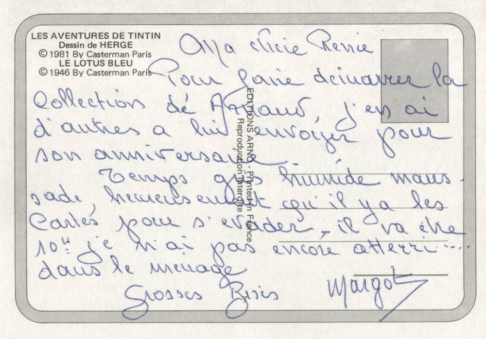 Carte - Casterman - 10x15 - 1981 - Le Lotus bleu cartes postales carte casterman 10x15 1981 le lotus bleu