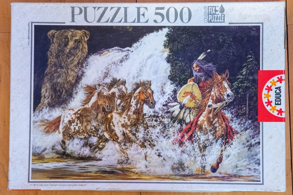 jeux de societe jouets casse tete puzzle indien educa 500 pieces guerrier a cheval