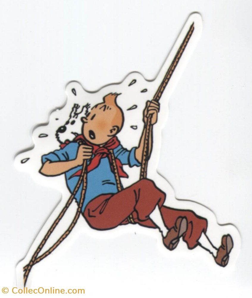 Autocollant - Tintin alpiniste objet publicitaire autocollant tintin alpiniste