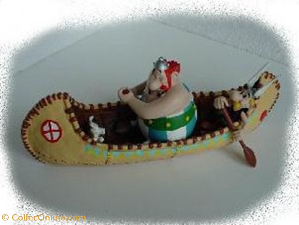 Scéne 05 - Astérix et Obélix en canoé figurines scene 05 asterix et obelix en canoe