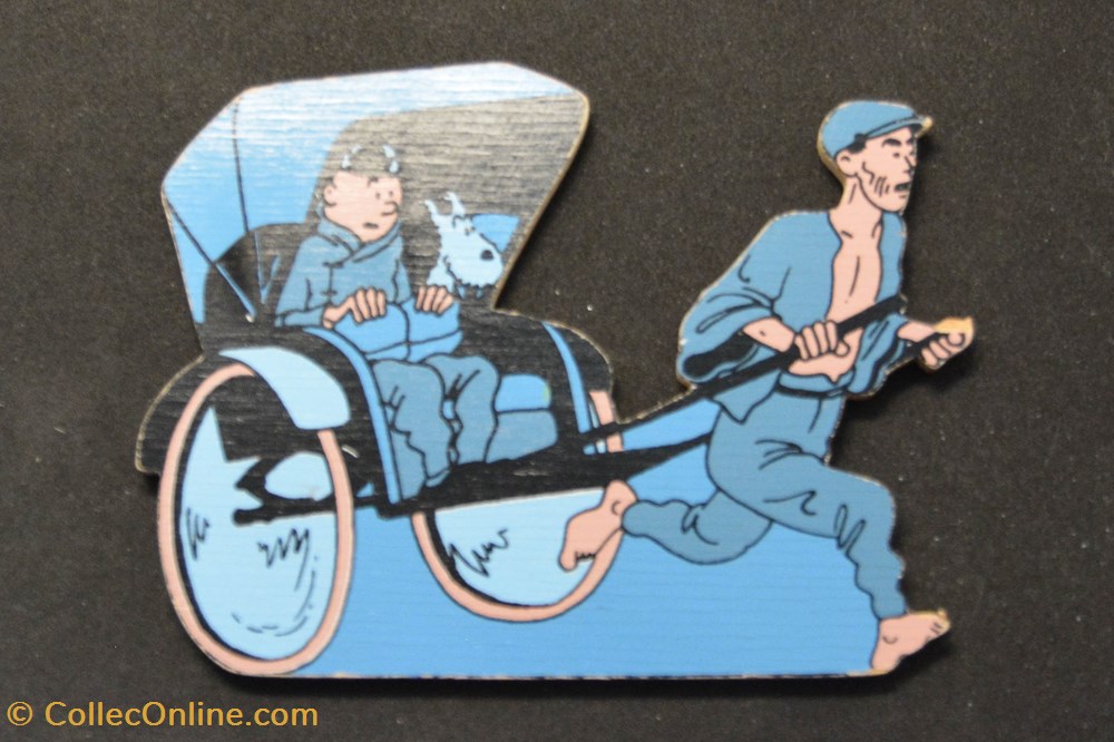 Miroir - 1993 - Tintin et Milou en pousse-pousse (incomplet) divers decorations magnets autocollants miroir 1993 tintin et milou en pousse pousse incomplet