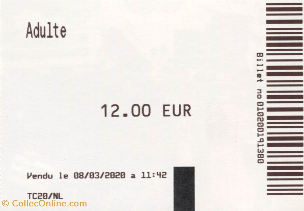 vieux papier d entree musee herge 2020 ticket
