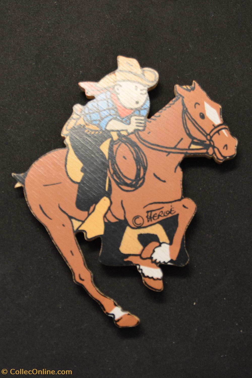 Magnet - 1990 - Série Cow-boys - Tintin à cheval divers decorations magnets autocollants magnet 1990 serie cow boys tintin a cheval
