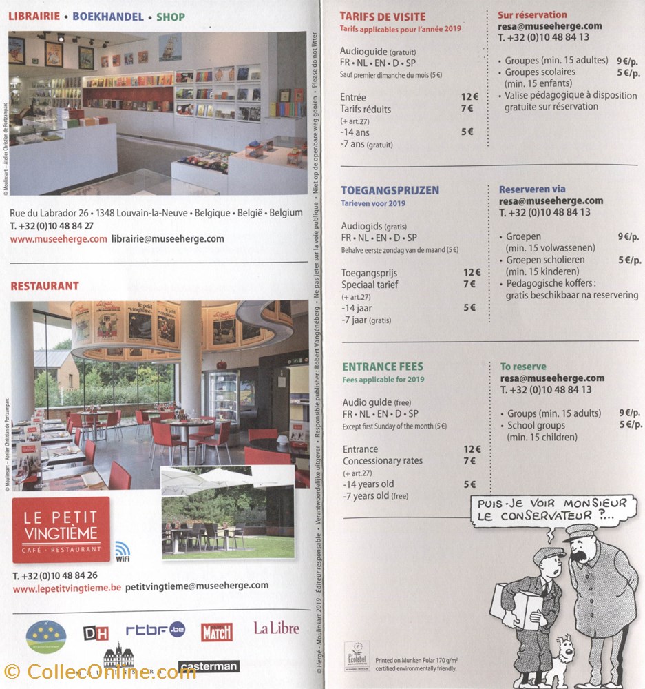 vieux papier ticket d entree musee herge brochure fr nl en