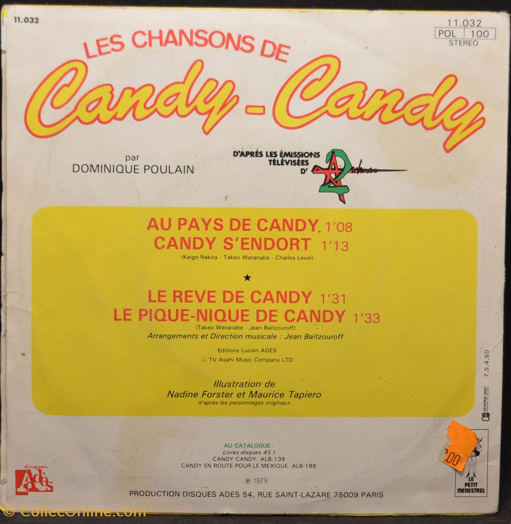 Vinyl - 45 tours - Les chansons de Candy-Candy musique instruments disques vinyles vinyl 45 tours les chansons de candy candy