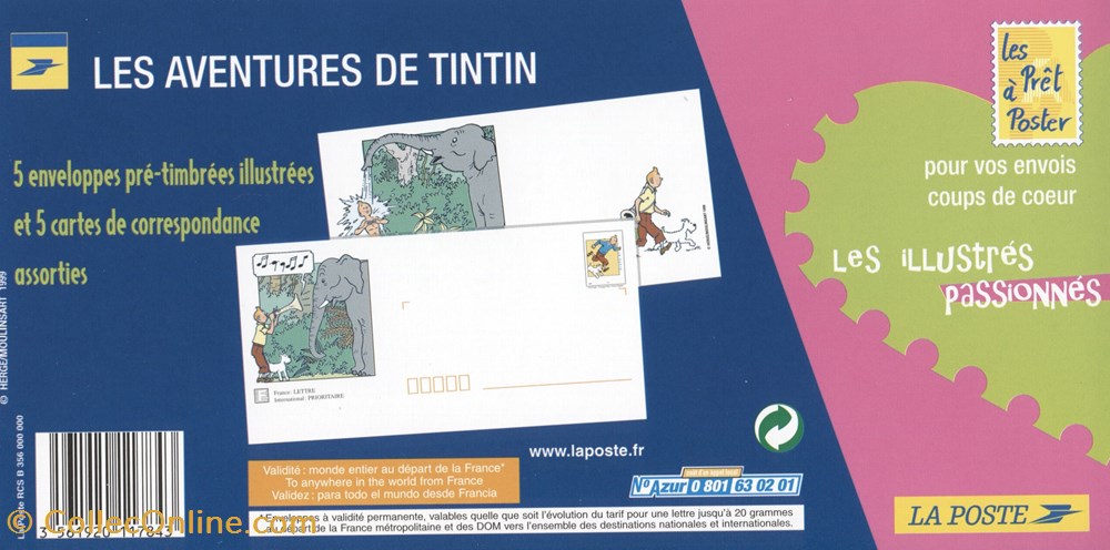 timbre france pap carte neuf 2000 les aventures de tintin