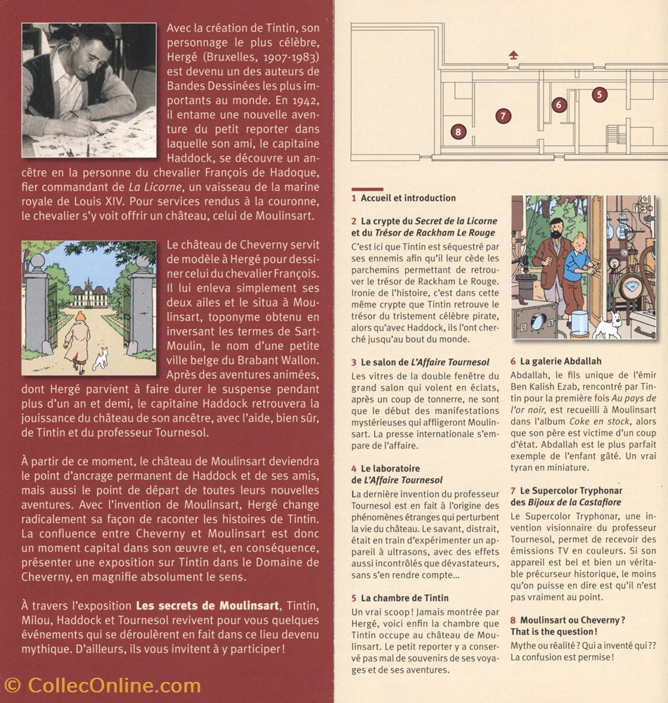 vieux papier ticket entree cheverny brochure les secrets de moulinsart