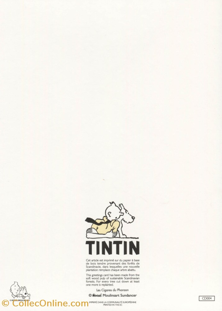 postale carte moulinsart 12x17 double enveloppe tintin cd004