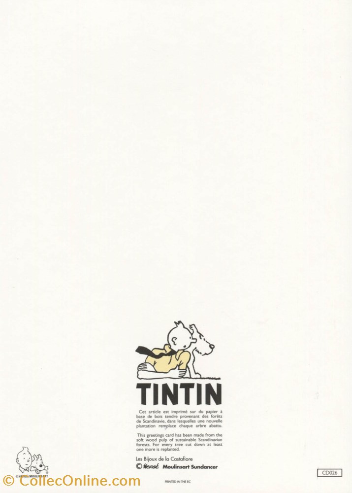 Carte - Moulinsart - 12x17 - Double+Enveloppe - Tintin (CD026) postale carte moulinsart 12x17 double enveloppe tintin cd026