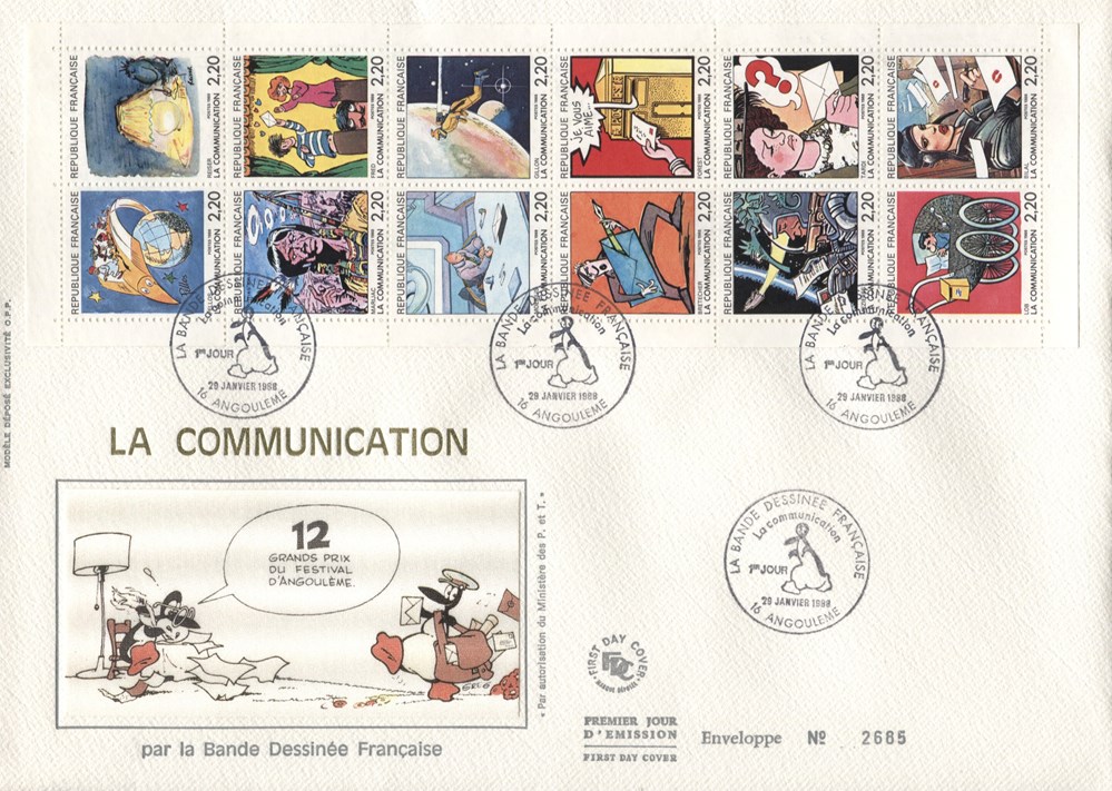 timbres france 1er bloc neuf 1988 2 20 la communication