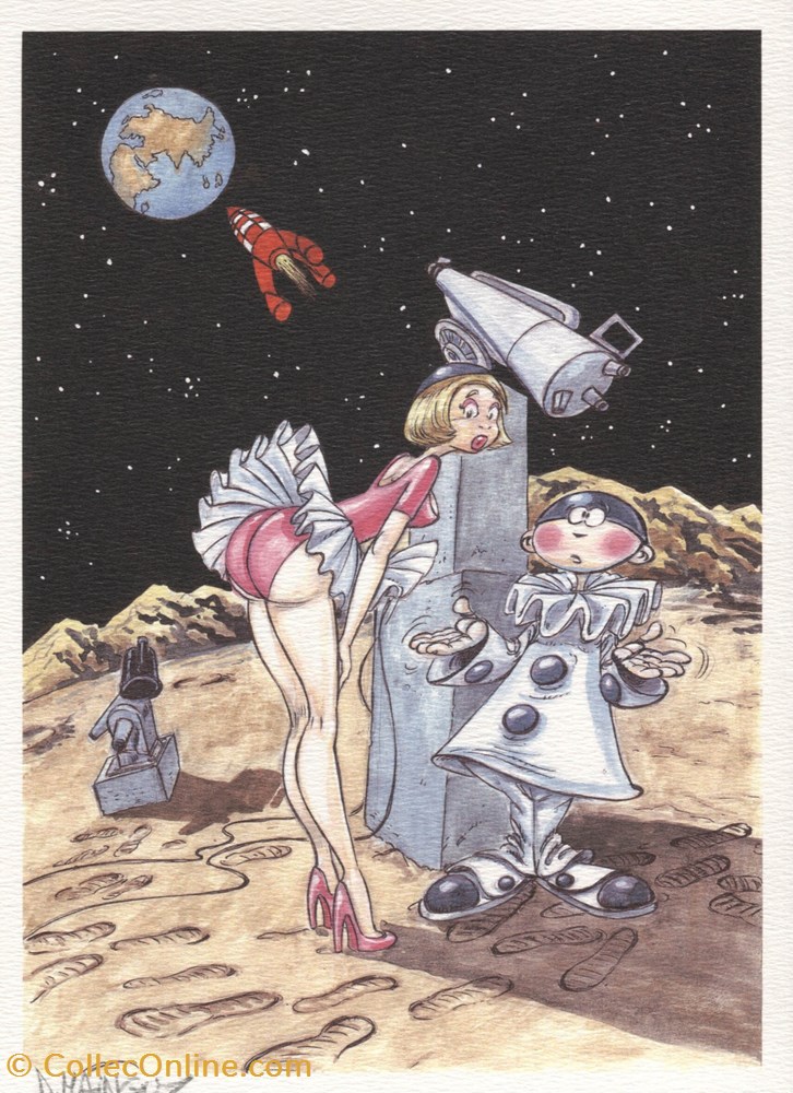 Ex-libris - Mainguy - 14,5x20,5 - n°142/250 - Lune carte postale ex libris mainguy 14 5x20 5 n 142 250 lune
