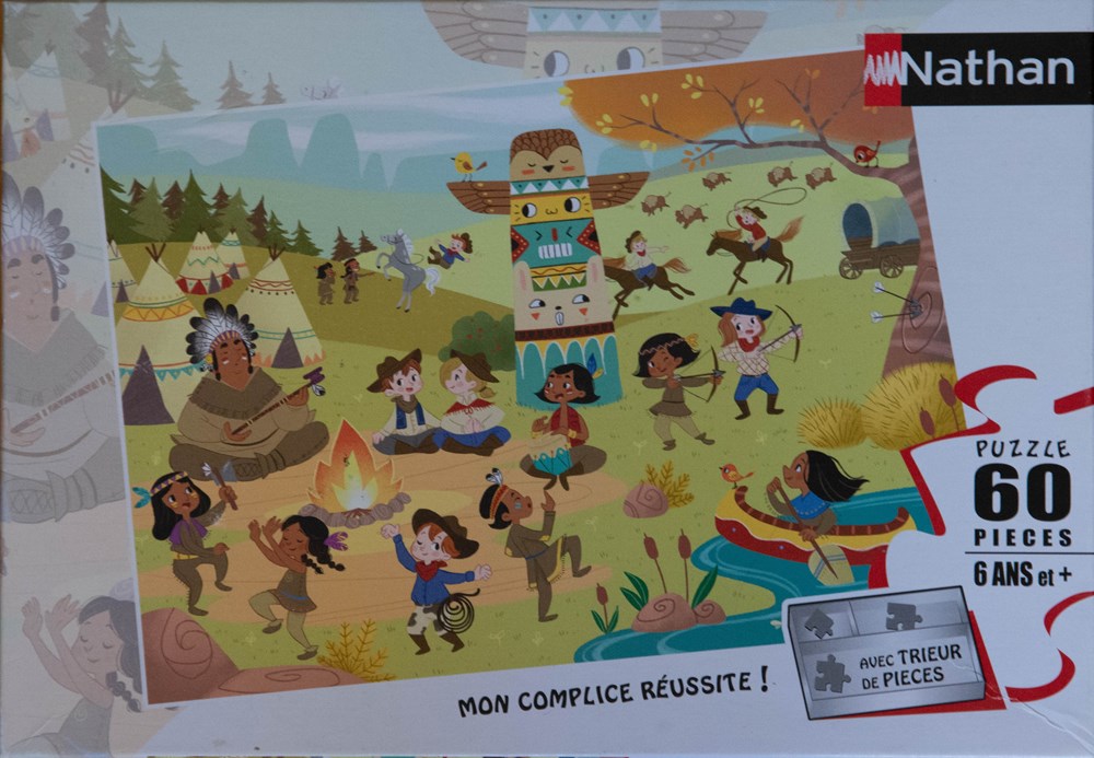 Indien - Nathan - 60 pièces - Cow-boys et indiens jeux de societe jouets casse tete puzzle indien nathan 60 pieces cow boys et indiens
