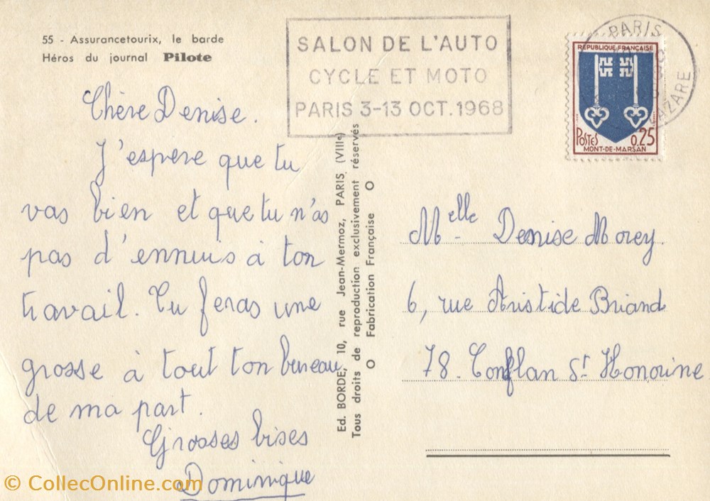 divers carte postale 1968 assurancetourix