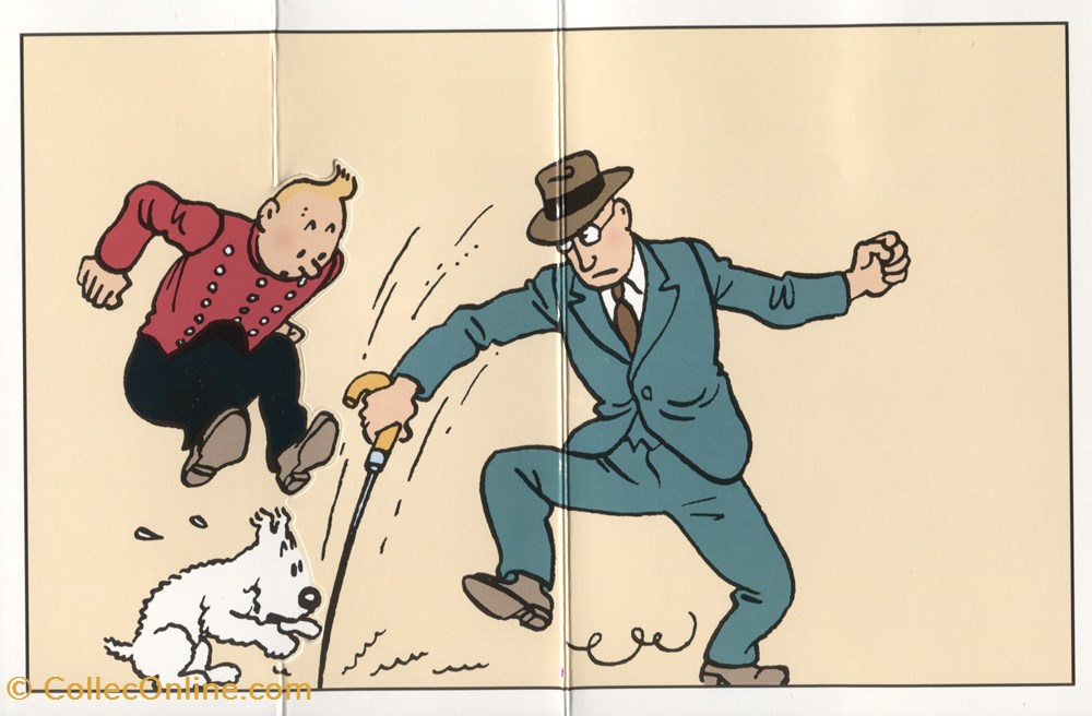 Carte - Moulinsart - 12x17 - Double dépliant - Tintin en Amérique (043) 2 cartes postales carte moulinsart 12x17 double depliant tintin en amerique 043