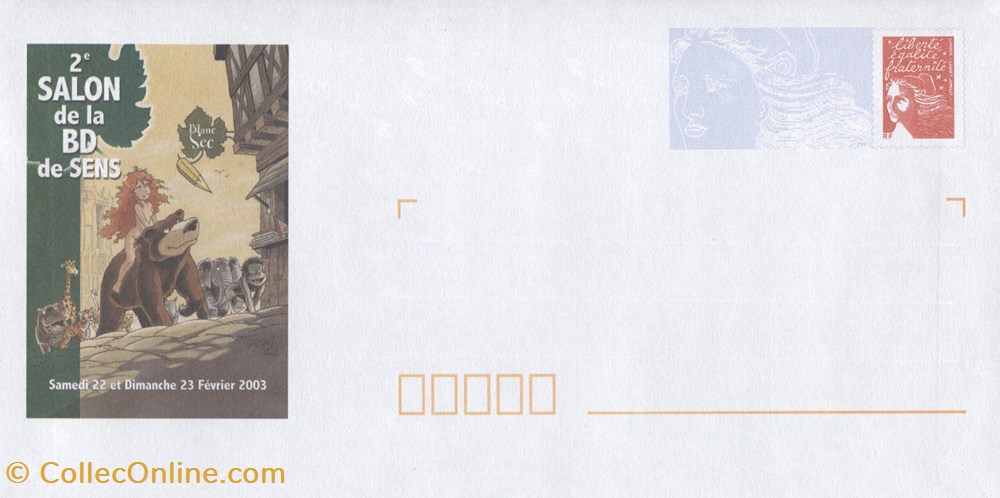 timbre france pap neuf 2003 20g 2eme salon de la bd sens
