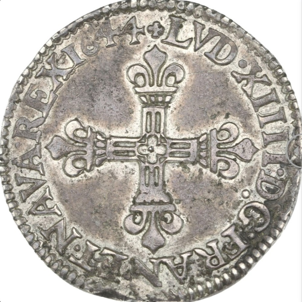 monnaies quart ecu louis xiii 1644c au58