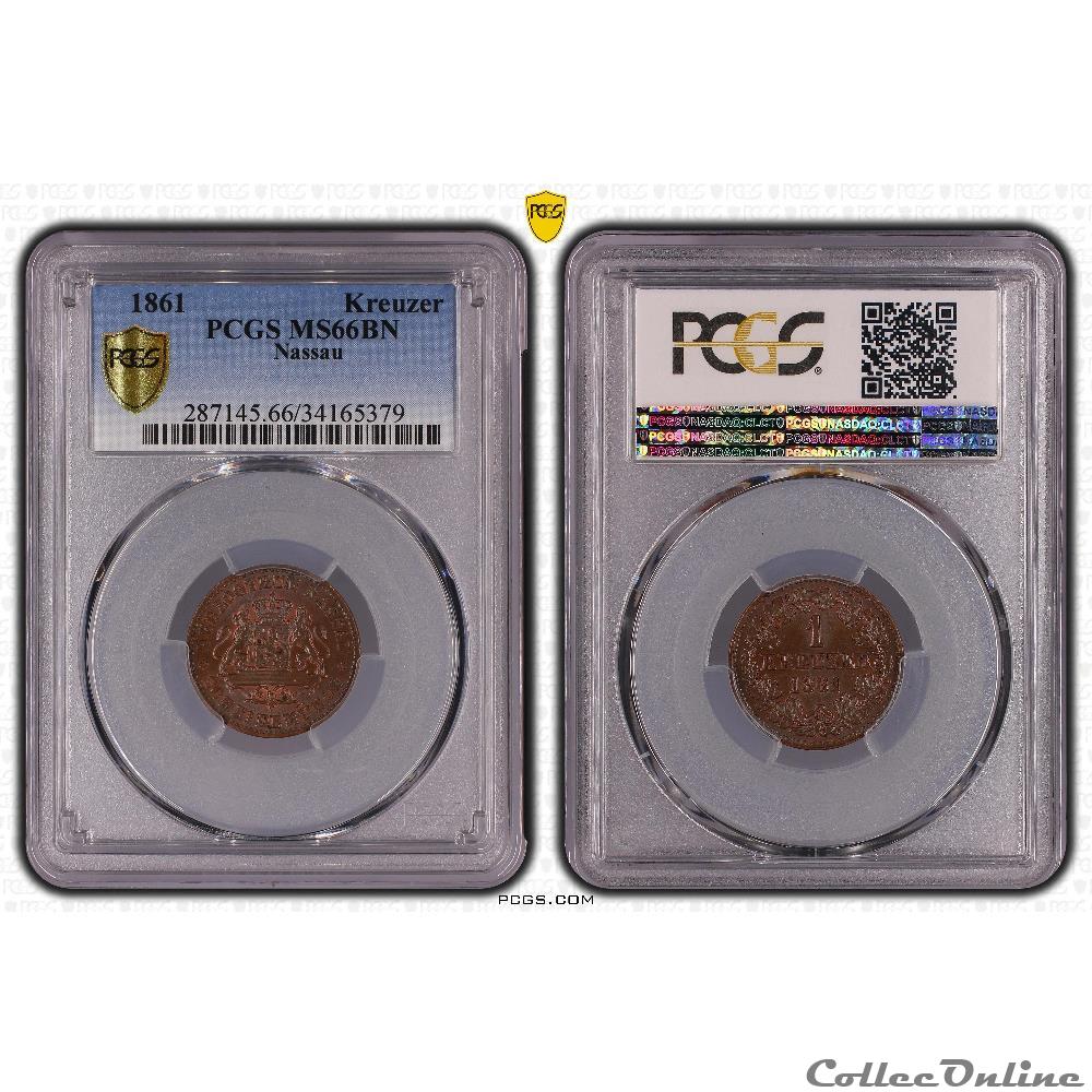 ALLEMAGNE - NASSAU 1 Kreuzer Grand-Duché de Nassau 1861 AKS72 monnaie monde allemagne nassau 1 kreuzer grand duche de nassau 1861 aks72