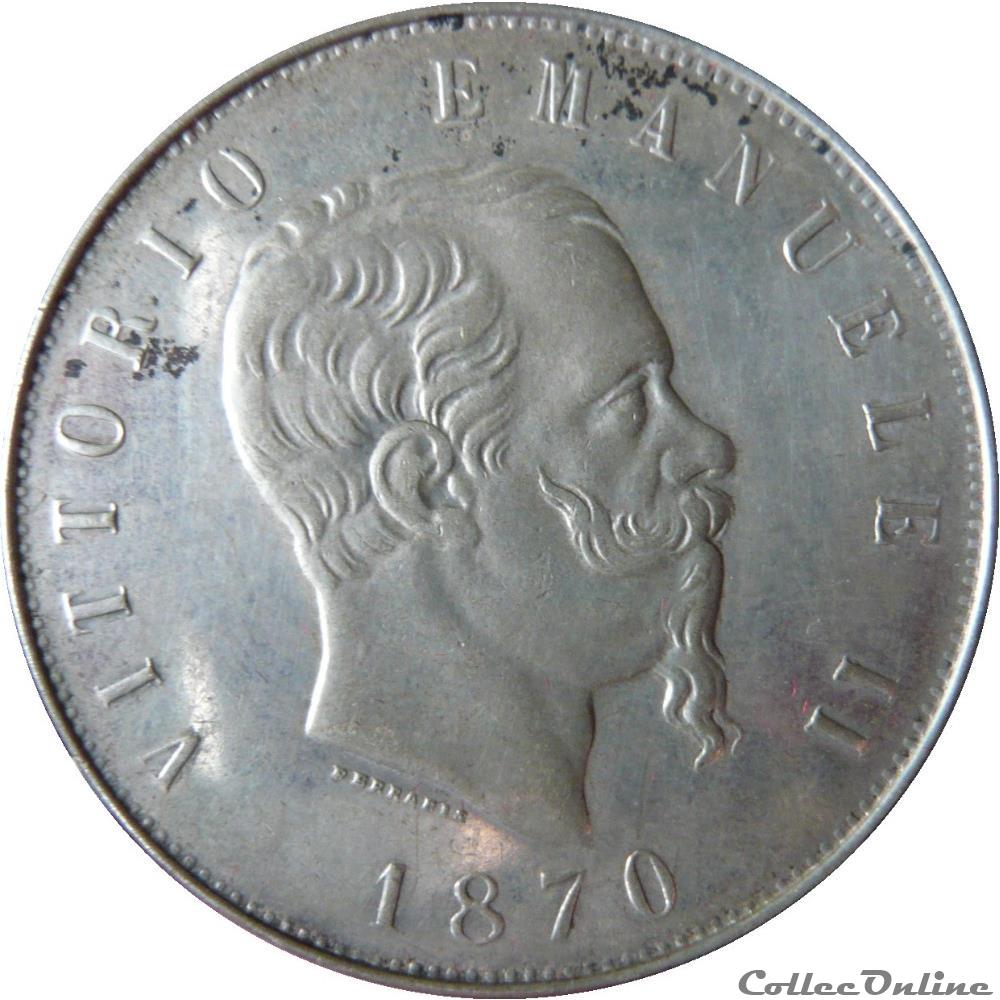monnaie monde italie 5 lire victor emmanuel ii 1870 r rome km 19 8 2