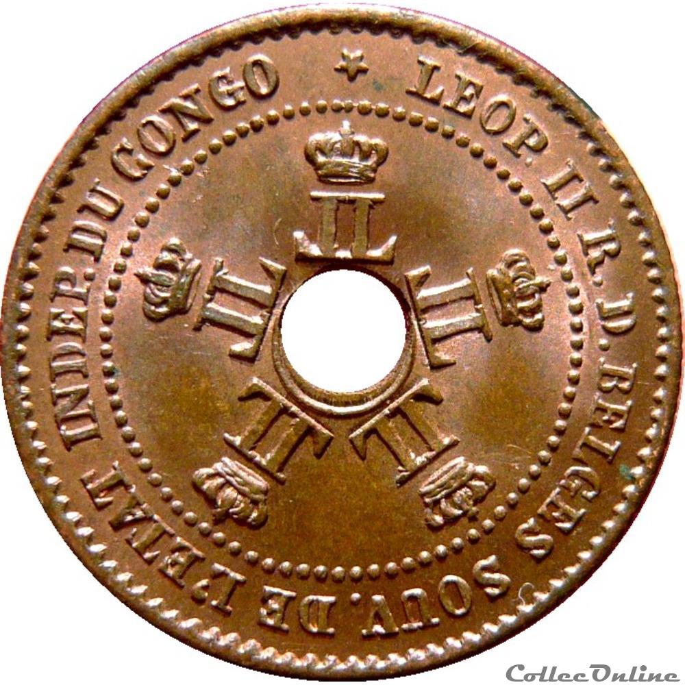 CONGO - ÉTAT INDÉPENDANT DU CONGO 1 Centime 1888 KM.19/1 monnaie monde vatican congo etat independant du congo 1 centime 1888 km 19 1