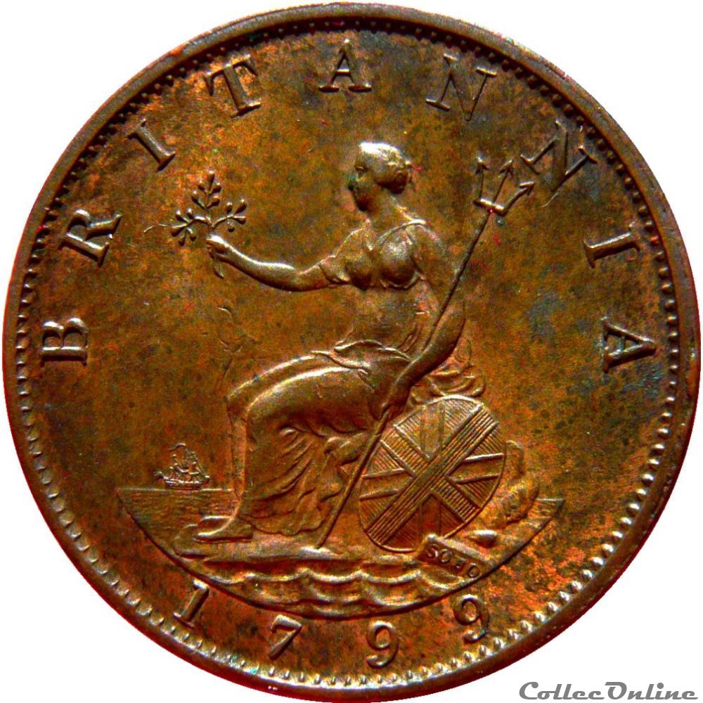 ROYAUME-UNI 1/2 Penny Georges III tête laurée / Britannia 1799 (Soho) S.647 3 monnaie monde royaume uni 1 2 penny georges iii tete lauree britannia 1799 soho s 647