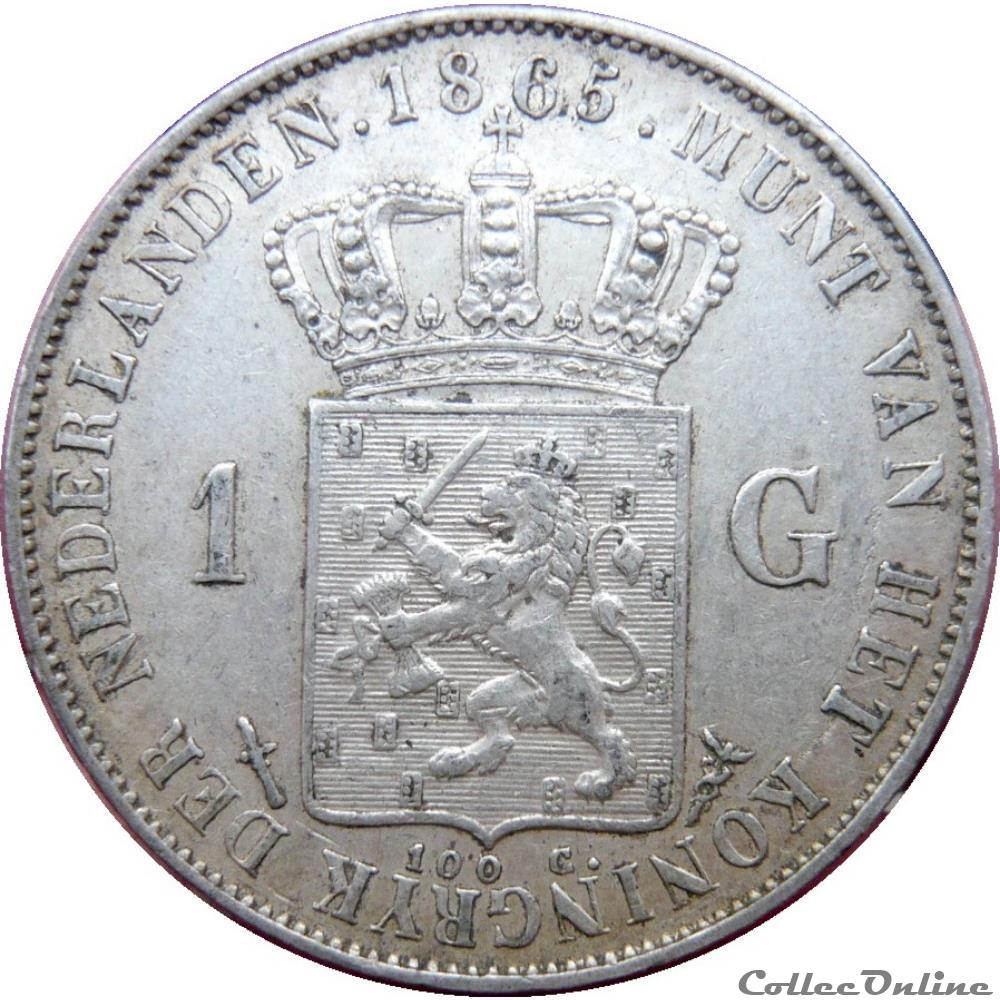 monnaie monde pays bas 1 gulden guillaume iii 1865 utrecht km 19 93