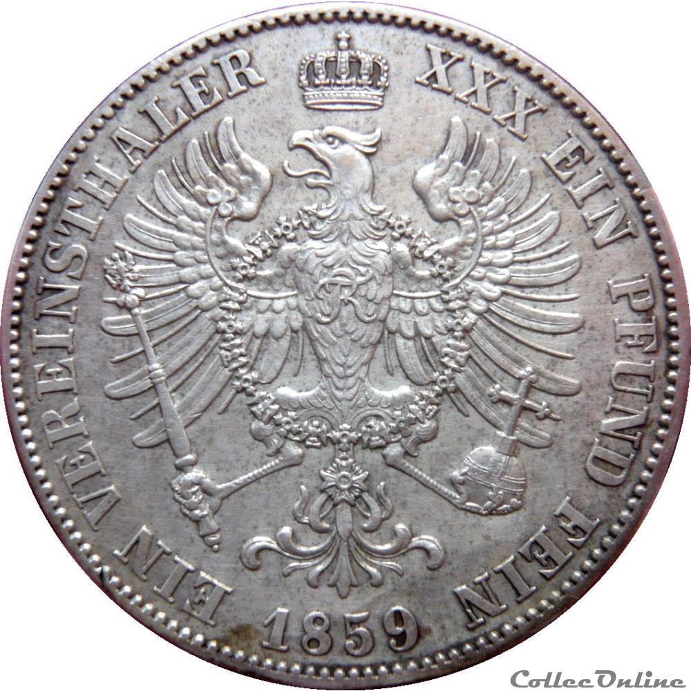 ALLEMAGNE - PRUSSE 1 Thaler Frédéric-Guillaume IV / Aigle 1859 A (Berlin) AKS.78 monnaie monde allemagne prusse 1 thaler frederic guillaume iv aigle 1859 a berlin aks 78