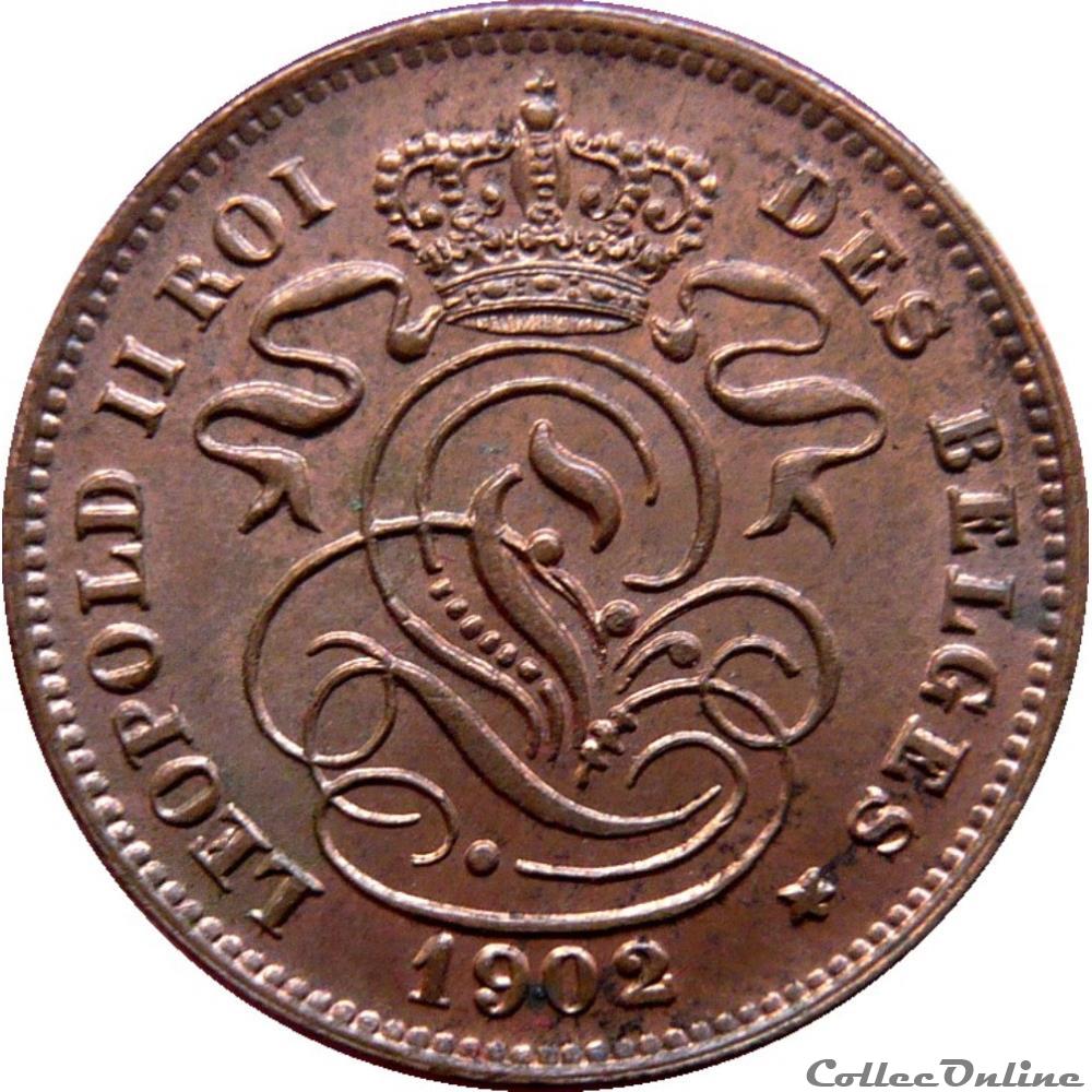 monnaie monde belgique 2 centimes lion monogramme de leopold ii legende francaise 1902 km 20 35 1