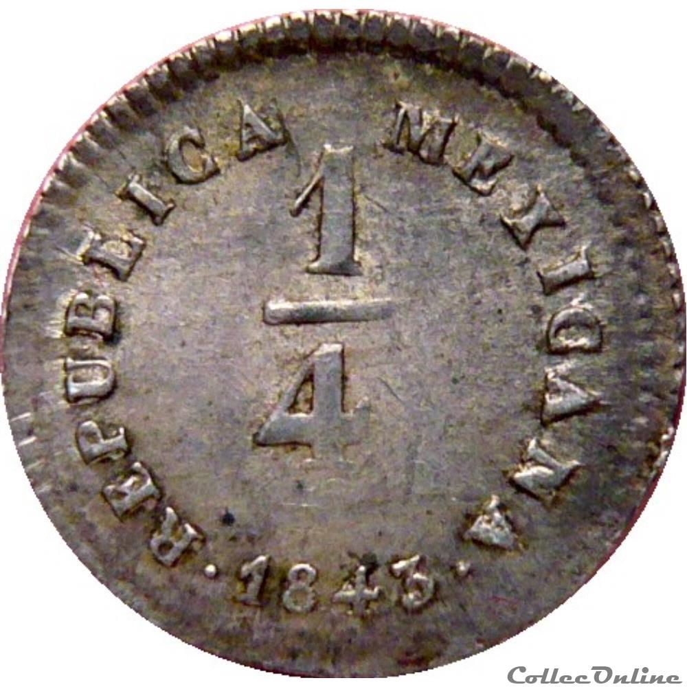 monnaie monde mexique vendue 1 4 real republique 1843 mexico