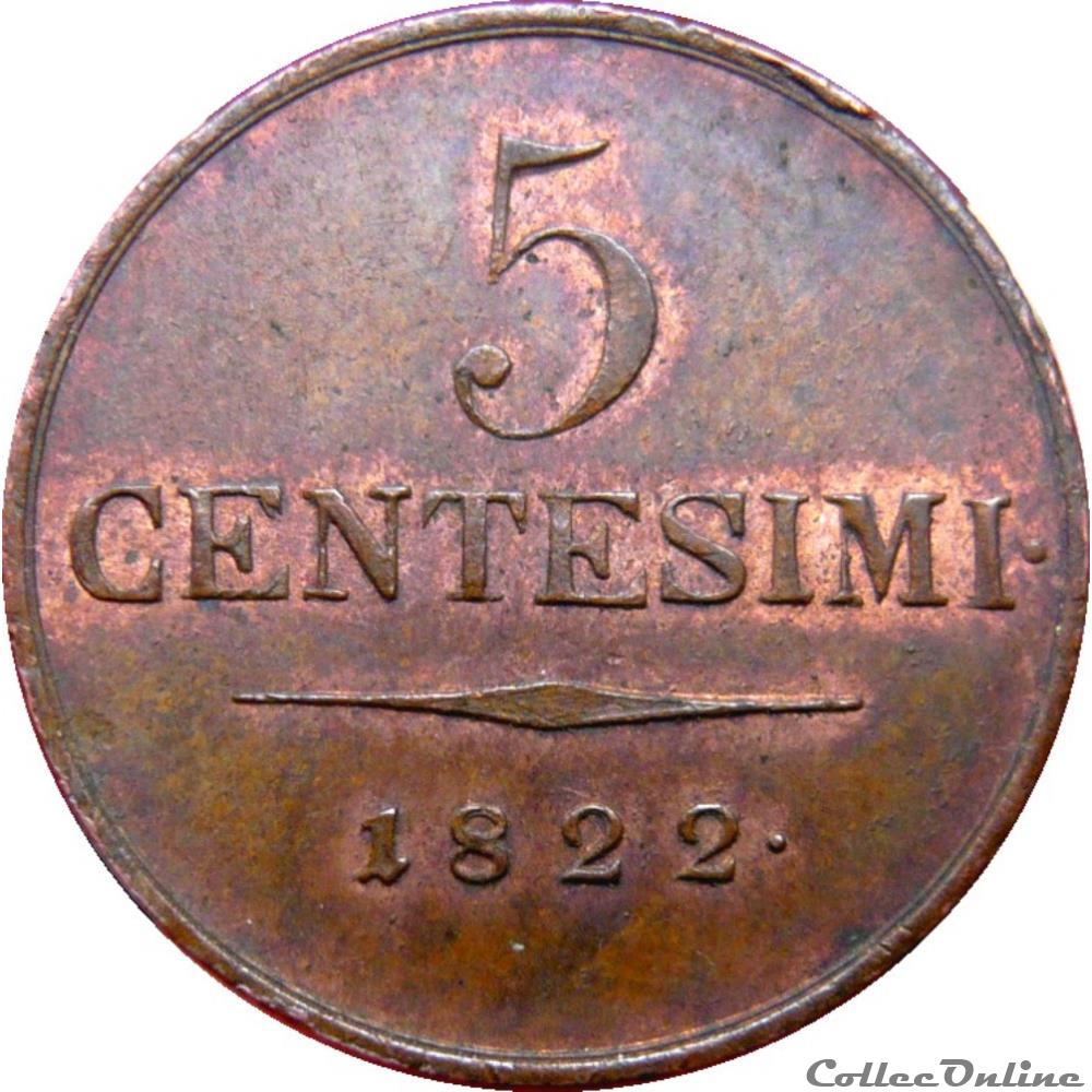 ITALIE 5 Centesimi Royaume de Lombardie-Vénitie sous domination Autrichienne 1822 M (Milan) Mont.376 monnaie monde italie 5 centesimi royaume de lombardie venitie sous domination autrichienne 1822 m milan mont 376