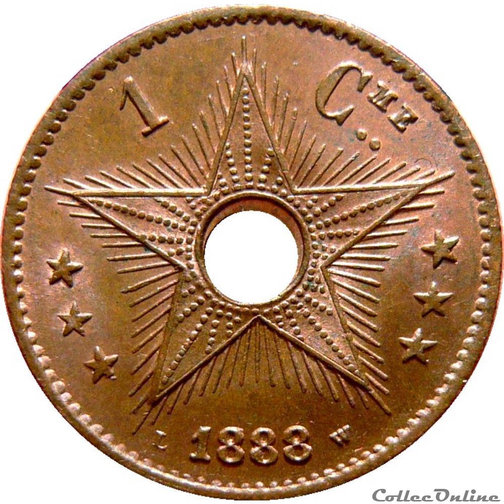CONGO - ÉTAT INDÉPENDANT DU CONGO 1 Centime 1888 KM.19/1 monnaie monde vatican congo etat independant du congo 1 centime 1888 km 19 1