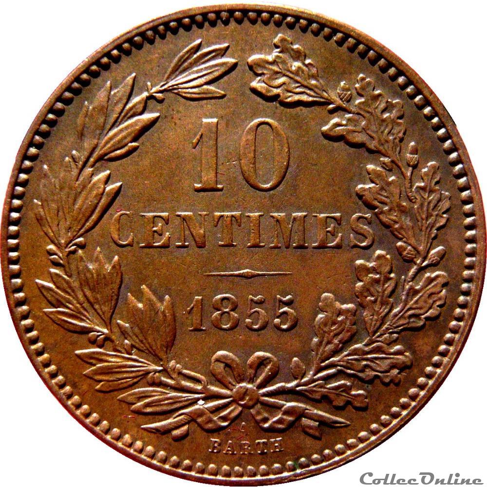monnaie monde luxembourg 10 centimes 1855 a paris km 19 23 2