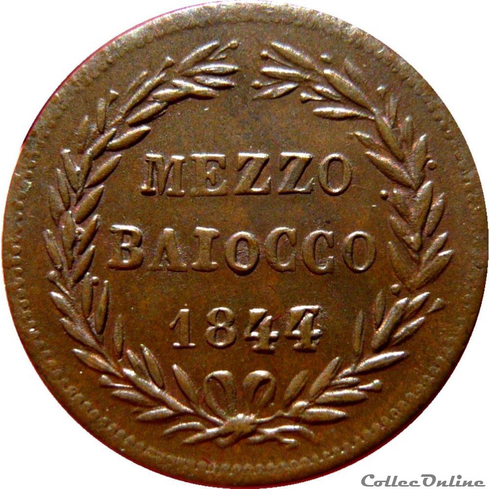 VATICAN - GRÉGOIRE XVI 1 Mezzo Baiocco an XIV 1844 R (Rome) Mont.248 monnaie monde vatican gregoire xvi 1 mezzo baiocco an xiv 1844 r rome mont 248