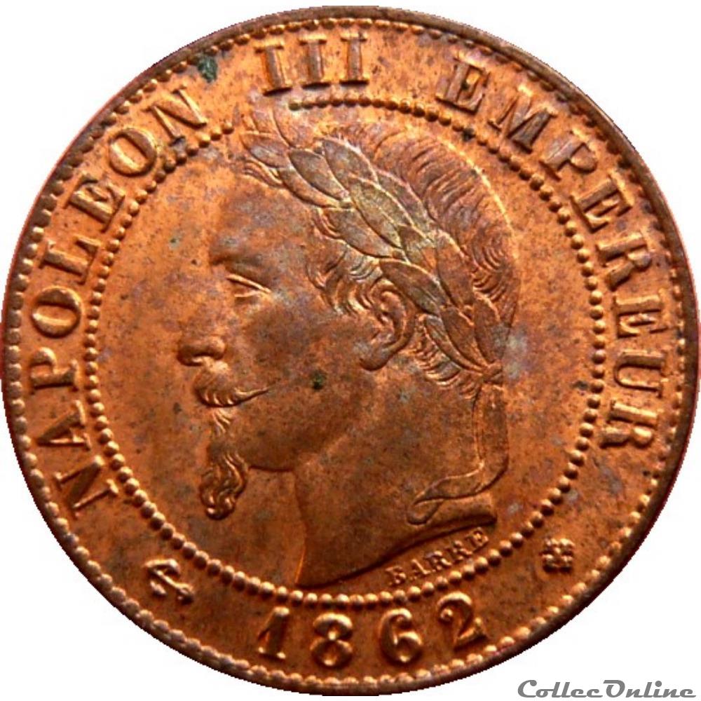 1 centime Napoléon III, tête laurée 1862 BB (Strasbourg) F.103/5 monnaie france moderne 1 centime napoleon iii tete lauree 1862 bb strasbourg f 103 5