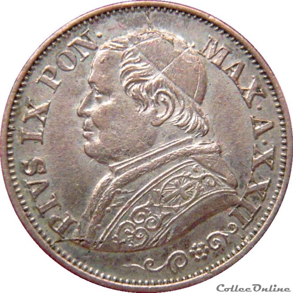 VATICAN ET ÉTATS PONTIFICAUX 10 Soldi (50 Centesimi) Pie IX an XXII 1868 R (Rome) Mont.389 monnaie monde vatican et etats pontificaux 10 soldi 50 centesimi pie ix an xxii 1868 r rome mont 389