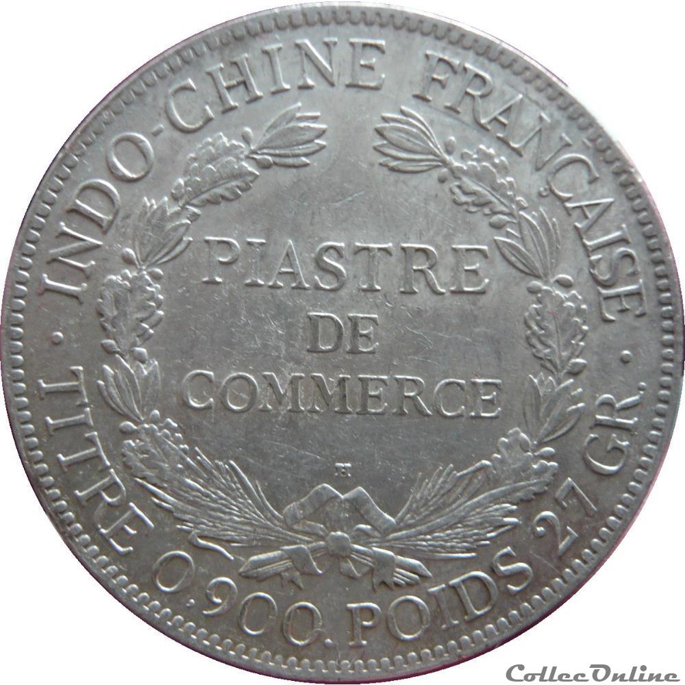 1 Piastre de Commerce 1922 H (Heaton) Lec-Indo299 monnaie france colony 1 piastre de commerce 1922 h heaton lec indo299