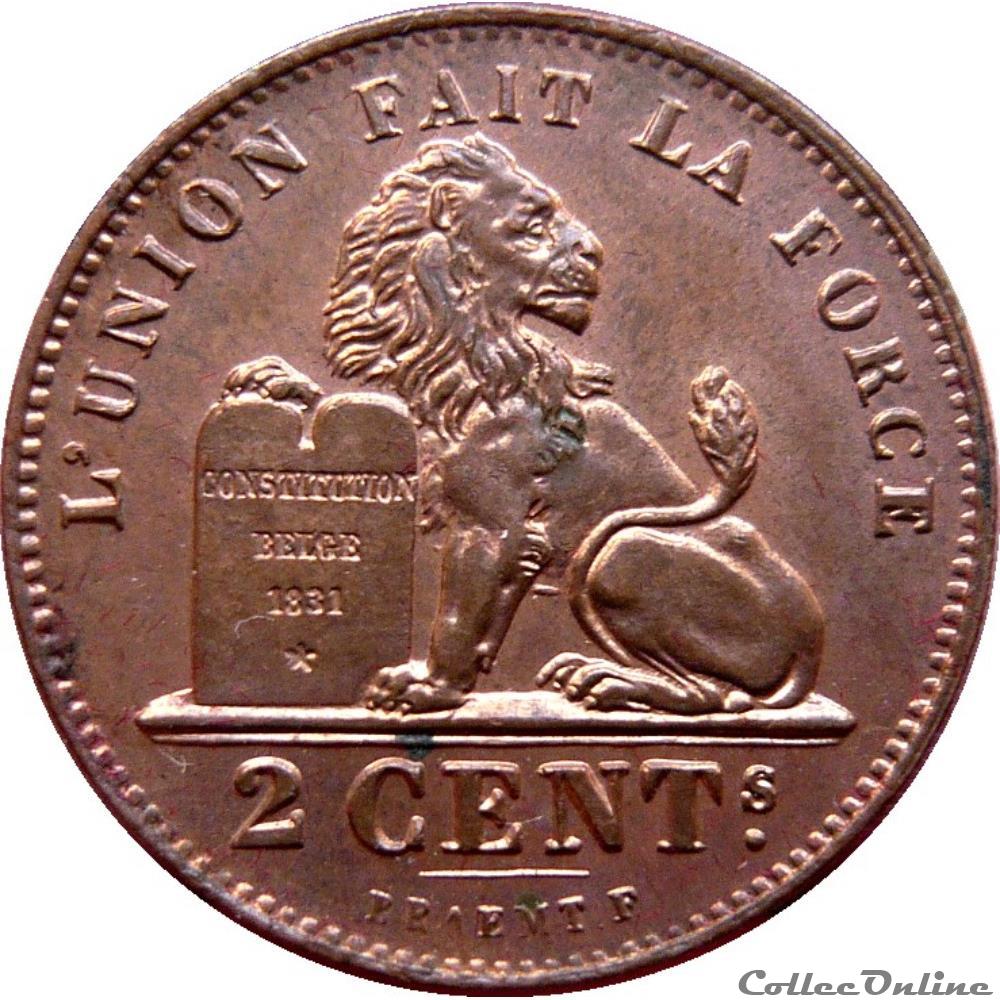 monnaie monde belgique 2 centimes lion monogramme de leopold ii legende francaise 1902 km 20 35 1