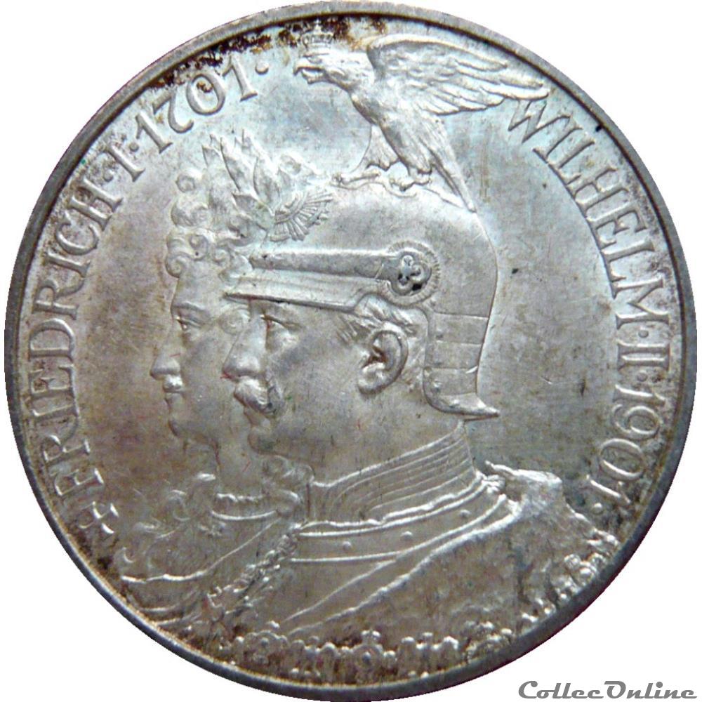 ALLEMAGNE - PRUSSE 2 Mark Guillaume II 200e anniversaire de la Prusse 1901 (Berlin) KM.20/136 monnaie monde allemagne prusse 2 mark guillaume ii 200e anniversaire de la prusse 1901 berlin km 20 136