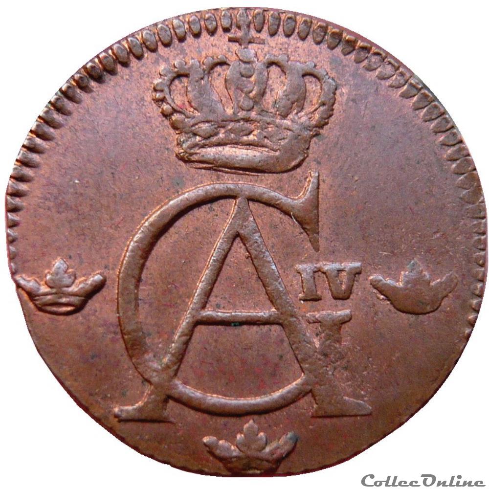 monnaie monde suede 1 12 skilling monogramme du roi gustave iv adolphe 1808 km 19 563