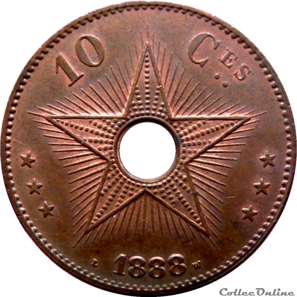 CONGO - ÉTAT INDÉPENDANT DU CONGO 10 Centimes 1888 KM.19/3 monnaie monde congo etat independant du congo 10 centimes 1888 km 19 3